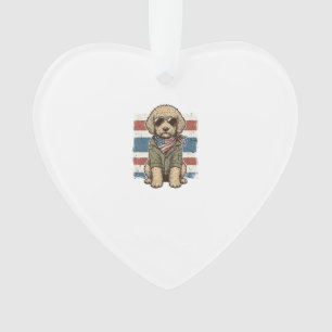 Patriotisches Doodle-Hund Vintage-Stickerei-Shirt- Ornament