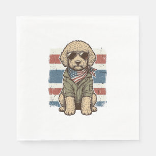Patriotisches Doodle-Hund Vintage-Stickerei-Shirt- Serviette