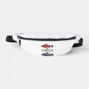 Patriotisches Drei-Fisch-Vintage-Stickerei-Shirt-D Bauchtasche