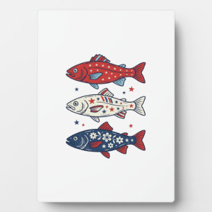 Patriotisches Drei-Fisch-Vintage-Stickerei-Shirt-D Fotoplatte