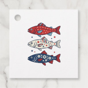 Patriotisches Drei-Fisch-Vintage-Stickerei-Shirt-D Geschenkanhänger
