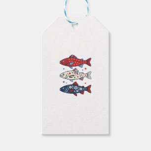 Patriotisches Drei-Fisch-Vintage-Stickerei-Shirt-D Geschenkanhänger