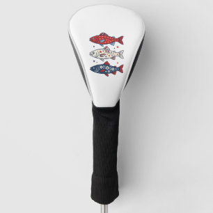 Patriotisches Drei-Fisch-Vintage-Stickerei-Shirt-D Golf Headcover