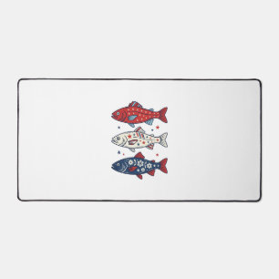Patriotisches Drei-Fisch-Vintage-Stickerei-Shirt-D Schreibtischunterlage