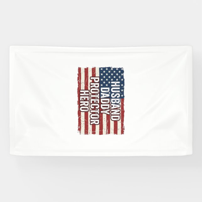 Patriotisches Ehemann Daddy Beschützer Held Flagge Banner (Horizontal)