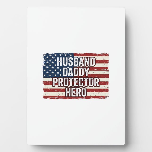 Patriotisches Ehemann Daddy Beschützer Held Flagge Fotoplatte (Vorderseite)