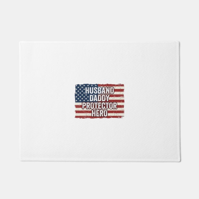 Patriotisches Ehemann Daddy Beschützer Held Flagge Fußmatte (Vorderseite)