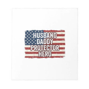 Patriotisches Ehemann Daddy Beschützer Held Flagge Notizblock