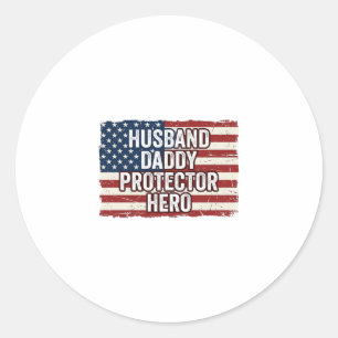 Patriotisches Ehemann Daddy Beschützer Held Flagge Runder Aufkleber