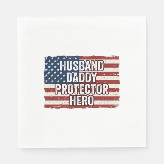 Patriotisches Ehemann Daddy Beschützer Held Flagge Serviette (Vorderseite)