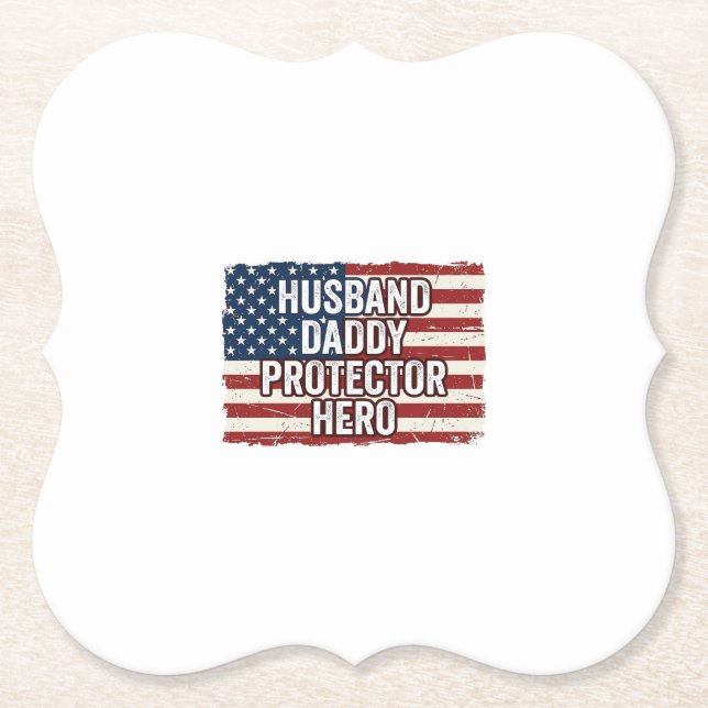 Patriotisches Ehemann Daddy Beschützer Held Flagge Untersetzer (Vorderseite)