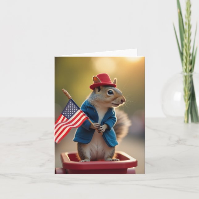 Patriotisches Eichhörnchen Karte (Vorderseite)