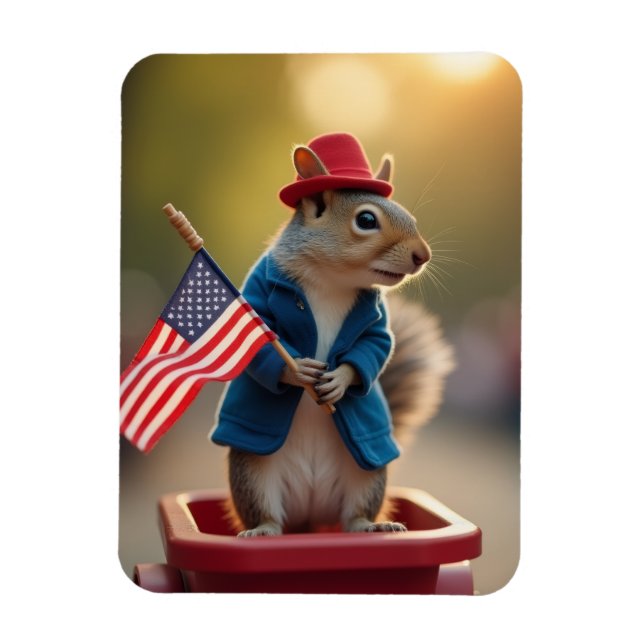 Patriotisches Eichhörnchen Magnet (Vertikal)