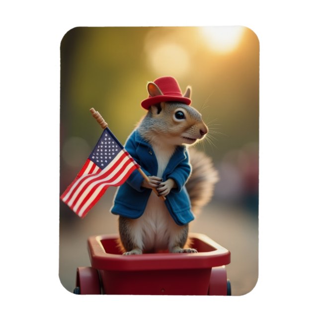 Patriotisches Eichhörnchen Magnet (Vertikal)