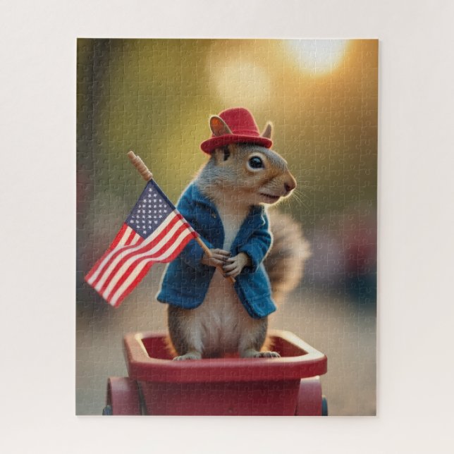 Patriotisches Eichhörnchen Puzzle (Vertikal)
