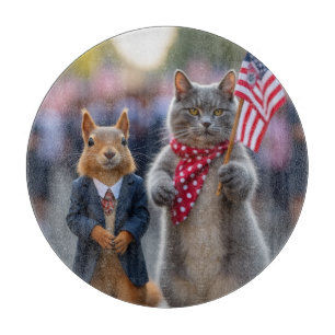 Patriotisches Eichhörnchen und Katze Schneidebrett