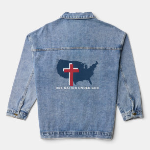 Patriotisches Ein Volk unter Gott Jeansjacke