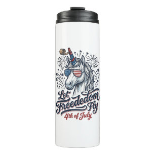 Patriotisches Einhorn 4. Juli Freiheit Fliegendes  Thermosbecher
