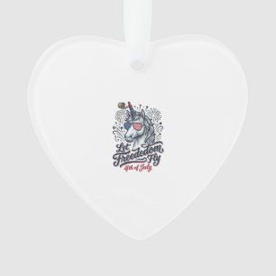 Patriotisches Einhorn 4. Juli Freiheit Fliegt-Shir Ornament