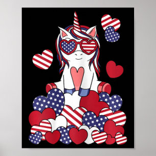 Patriotisches Einhorn 4. Juli USA Amerikanische Fl Poster