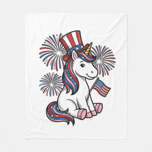 Patriotisches Einhorn-Feuerwerk-Shirt-Design_1 Fleecedecke