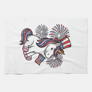 Patriotisches Einhorn-Feuerwerk-Shirt-Design_1 Geschirrtuch