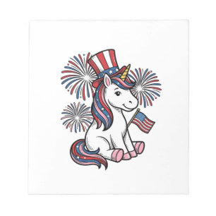 Patriotisches Einhorn-Feuerwerk-Shirt-Design_1 Notizblock