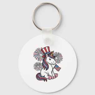 Patriotisches Einhorn-Feuerwerk-Shirt-Design_1 Schlüsselanhänger