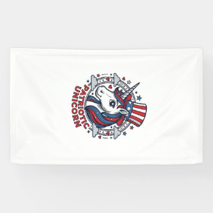Patriotisches Einhorn Vintage-Gravur-Grafik_1 Banner