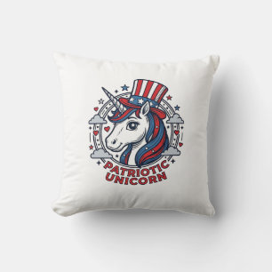 Patriotisches Einhorn Vintage-Gravur Grafik_1 Kissen