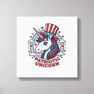 Patriotisches Einhorn Vintage-Gravur Grafik_1 Leinwanddruck