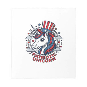 Patriotisches Einhorn Vintage-Gravur Grafik_1 Notizblock