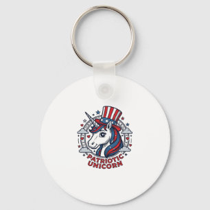 Patriotisches Einhorn Vintage-Gravur-Grafik_1 Schlüsselanhänger