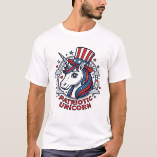 Patriotisches Einhorn Vintage-Gravur Grafik_1 T-Shirt