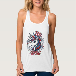 Patriotisches Einhorn Vintage-Gravur Grafik_1 Tank Top