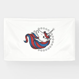 Patriotisches Einhorn Vintage Gravur Vektor Design Banner