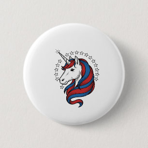 Patriotisches Einhorn Vintage Gravur Vektor Design Button