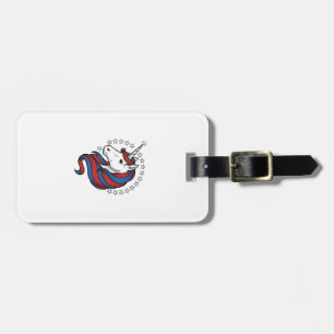 Patriotisches Einhorn Vintage Gravur Vektor Design Gepäckanhänger