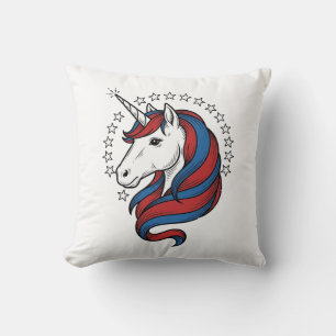 Patriotisches Einhorn Vintage Gravur Vektor Design Kissen