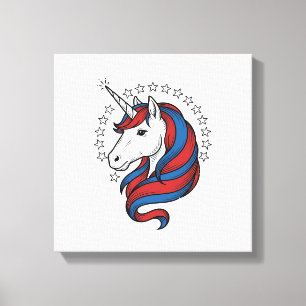 Patriotisches Einhorn Vintage Gravur Vektor Design Leinwanddruck