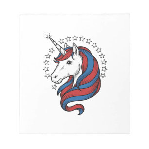 Patriotisches Einhorn Vintage Gravur Vektor Design Notizblock
