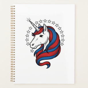 Patriotisches Einhorn Vintage Gravur Vektor Design Planer