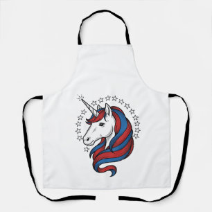 Patriotisches Einhorn Vintage Gravur Vektor Design Schürze