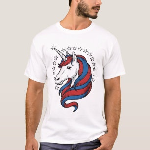 Patriotisches Einhorn Vintage Gravur Vektor Design T-Shirt