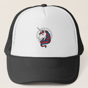 Patriotisches Einhorn Vintage Gravur Vektor Design Truckerkappe