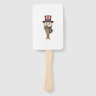 Patriotisches Eiscreme-Kegel-Vintage-Stich-Design_ Fächer