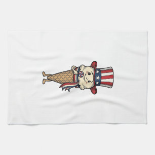 Patriotisches Eiscreme-Kegel-Vintage-Stich-Design_ Geschirrtuch