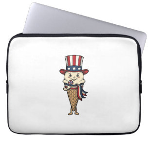 Patriotisches Eiscreme-Kegel-Vintage-Stich-Design_ Laptopschutzhülle