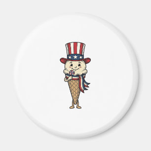Patriotisches Eiscreme-Kegel-Vintage-Stich-Design_ Magnet