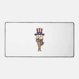 Patriotisches Eiscreme-Kegel-Vintage-Stich-Design_ Schreibtischunterlage